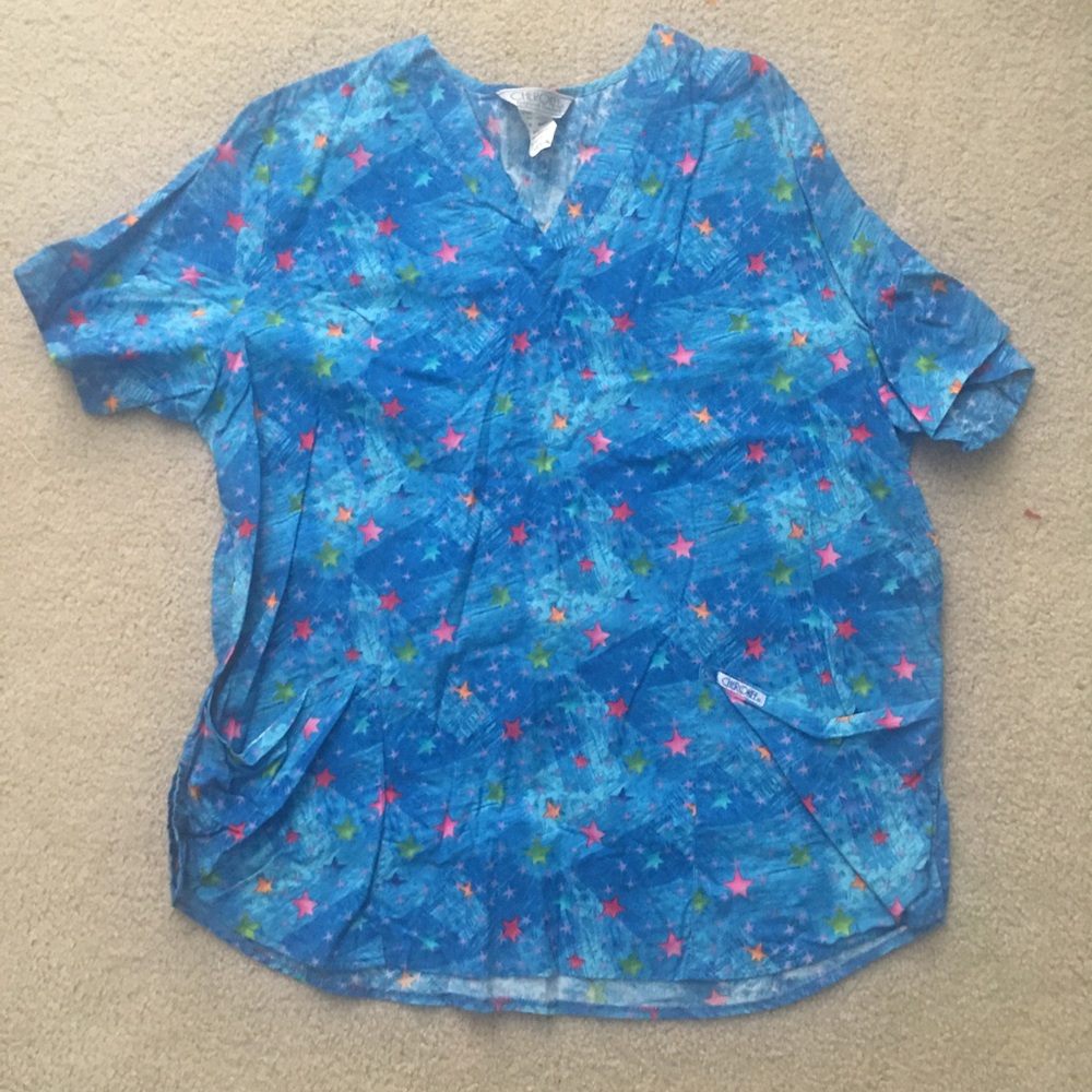 Blue stars scrub top